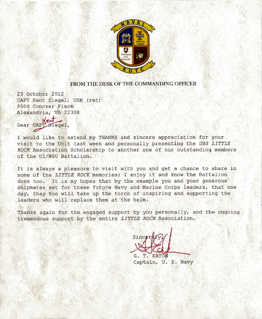 Letter to Capt. Siegel October 2012